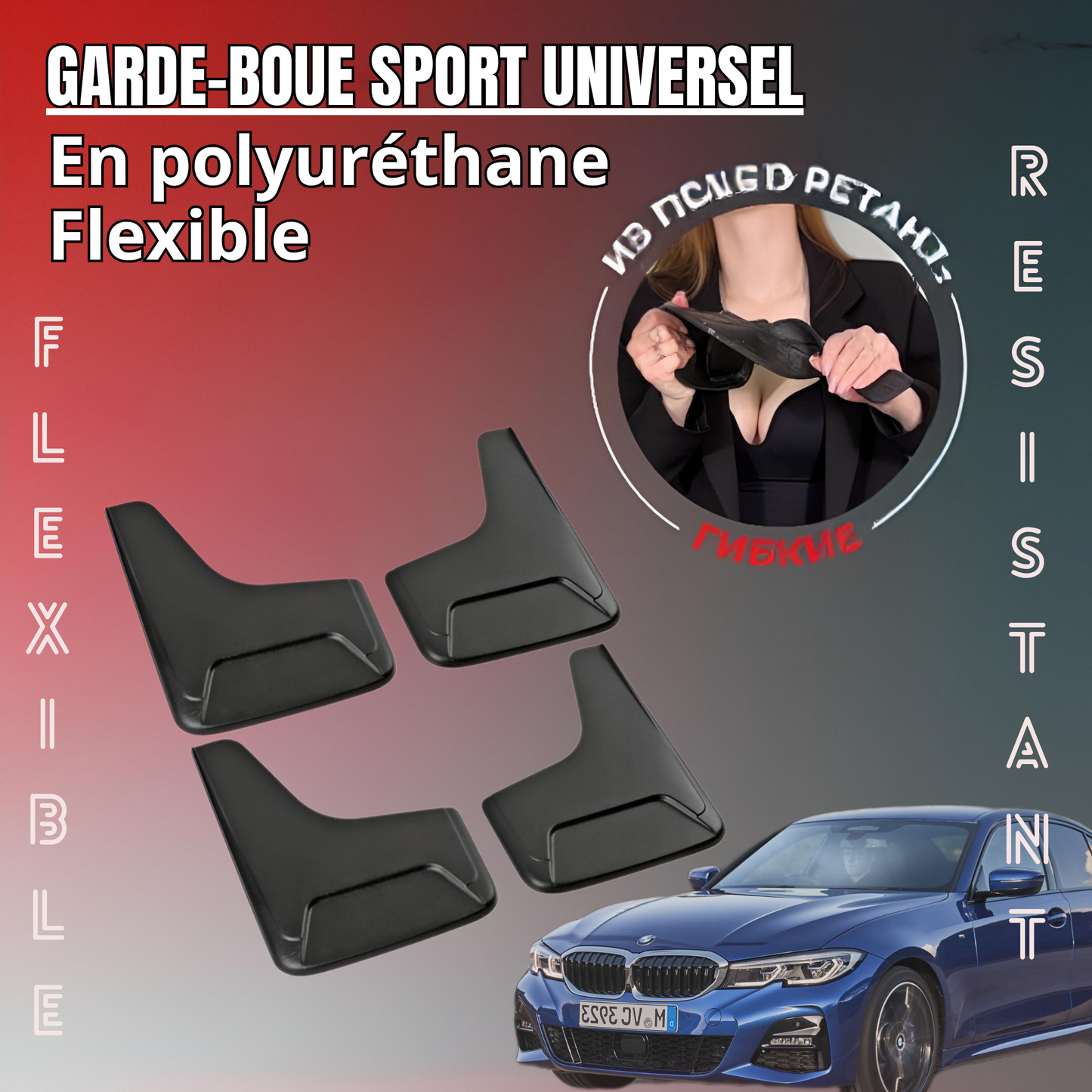 Garde-Boue Flexible Universels Sport pour Voiture – Protection Anti-Saleté et Éclaboussures
